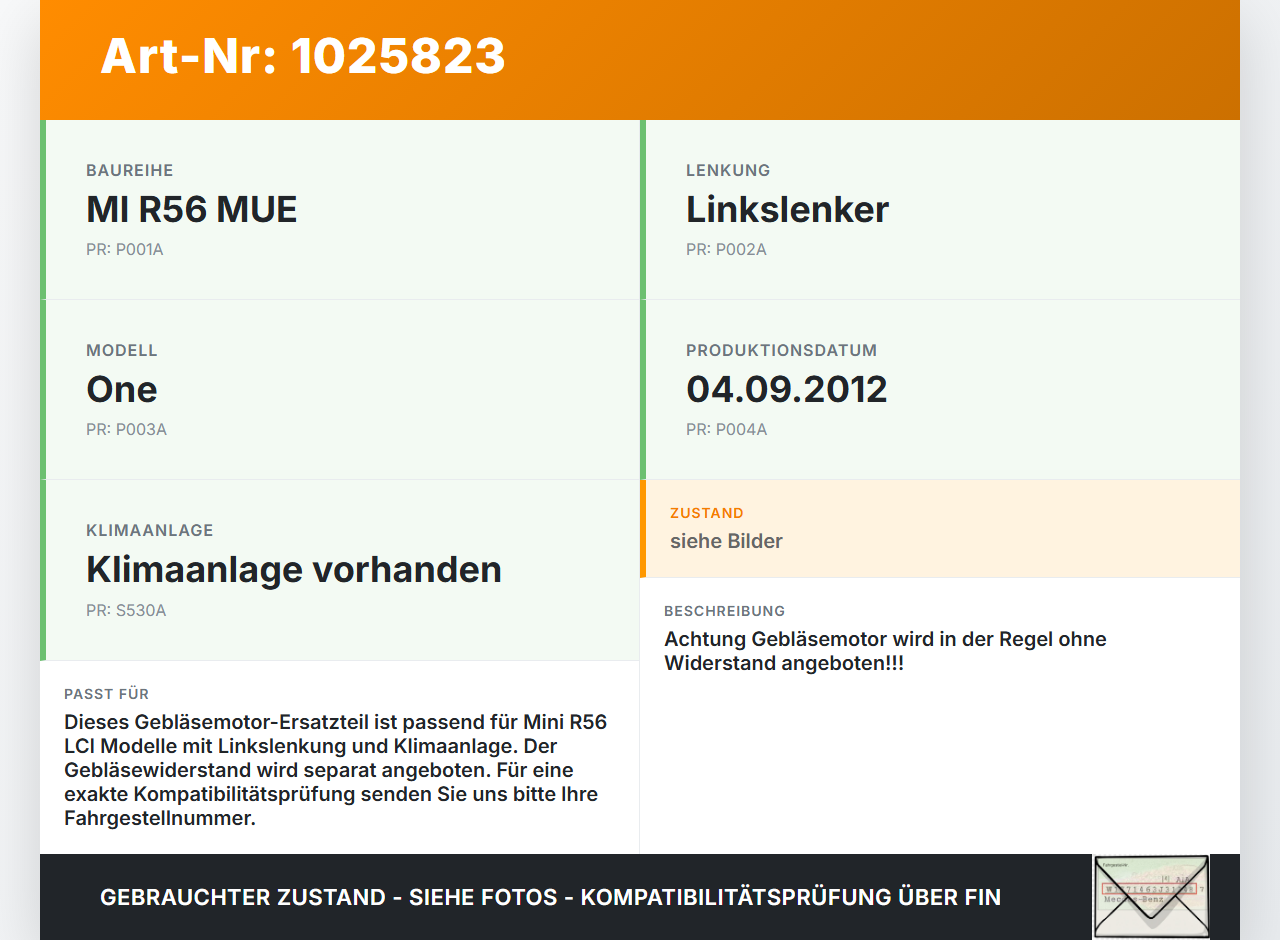 Mini One R56 LCI 13-16 Gebläsemotor Lüftermotor Heizungsgebläse Mini One R56 LCI 13-16 24.09.2012 9266899... Vorschau 3