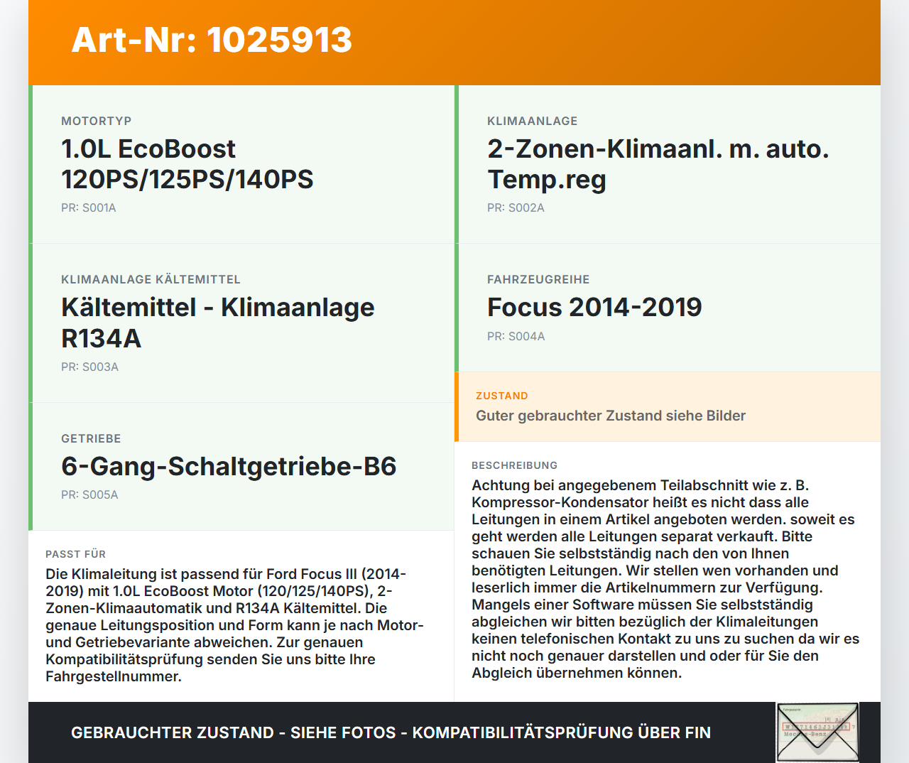 Ford Focus III 3 14-18 1,0 92KW Klimaschlauch Klimaleitung AC Leitung Ford Focus III 3 14-18 30.09.2016... Vorschau 3
