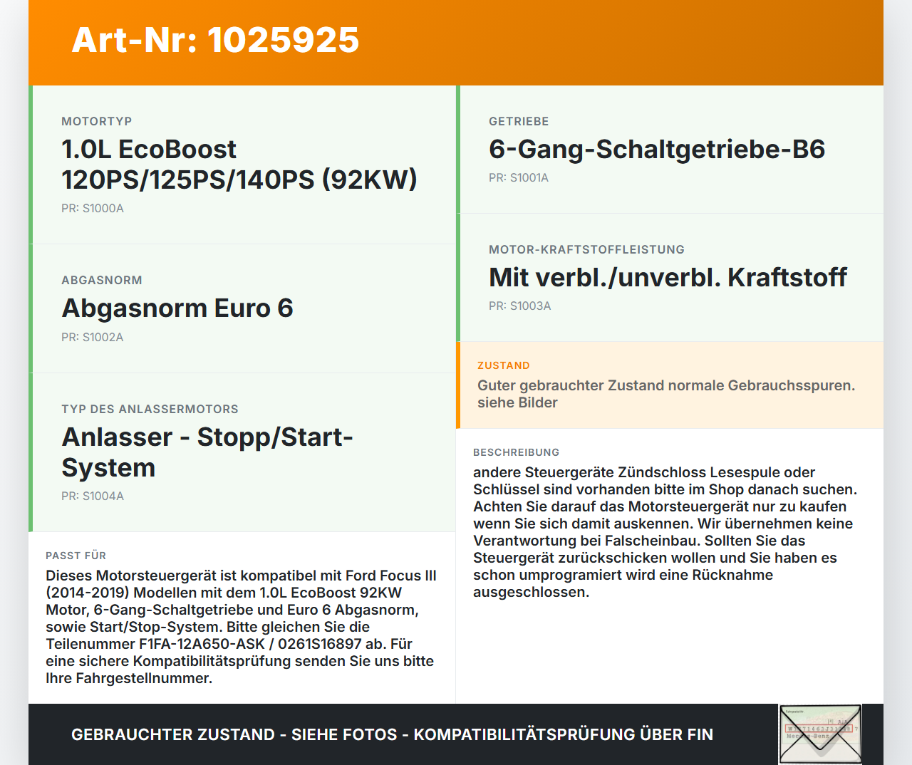 Ford Focus III 3 14-18 1,0 92KW Steuergerät ECU für Motor Motorsteuergerät Ford Focus III 3 14-18 30.09.2016... Vorschau 3
