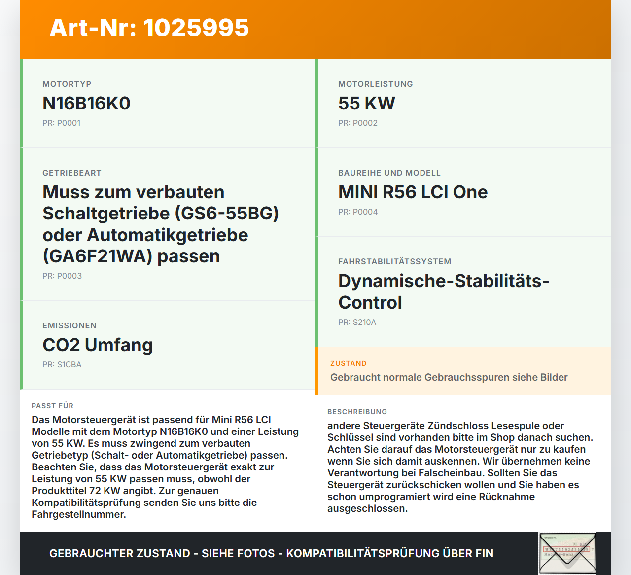 Mini One R56 LCI 13-16 1,6 72KW Steuergerät ECU für Motor Motorsteuergerät Mini One R56 LCI 13-16 24.09.2012... Vorschau 3
