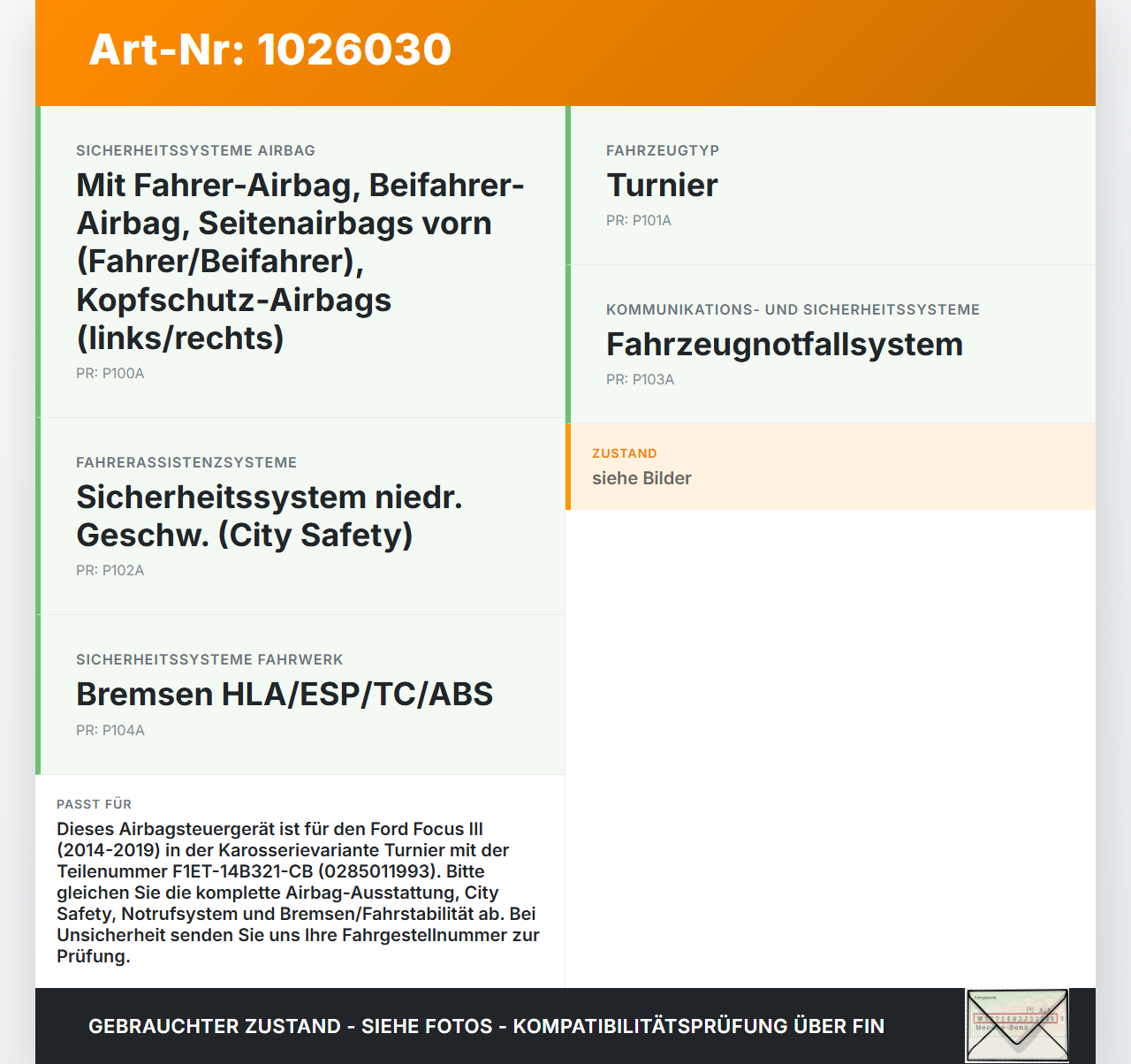 Ford Focus III 3 14-18 Airbag Steuergerät Airbagsteuergerät Ford Focus III 3 14-18 30.09.2016 F1ET-14B321-CB... Vorschau 3