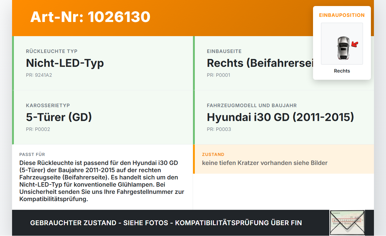 Hyundai I30 GD 11-15 5T Rückleuchte Rücklicht Heckleuchte Rechts orig Hyundai I30 GD 11-15 20.10.2014 gebraucht Vorschau 3