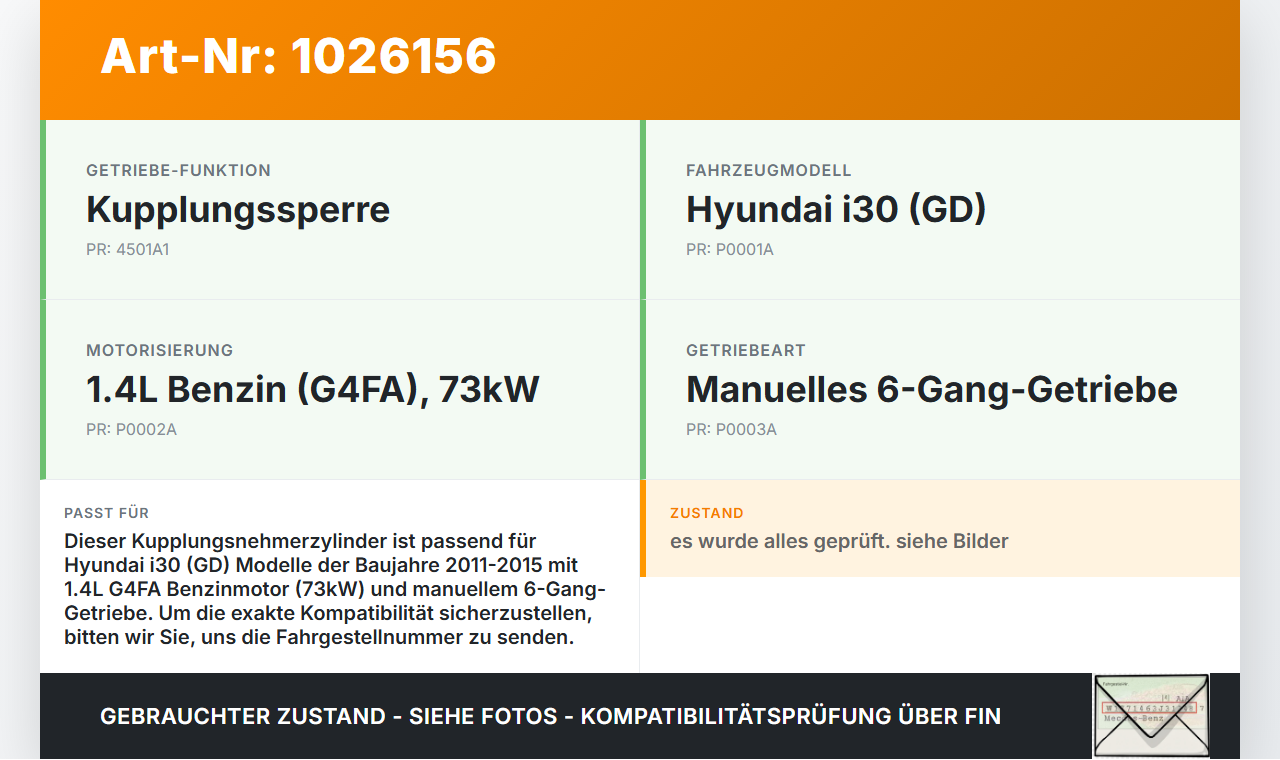 Hyundai I30 GD 11-15 1,4 73KW Kupplungszylinder Nehmer Nehmerzylinder Hyundai I30 GD 11-15 20.10.2014 gebraucht Vorschau 3