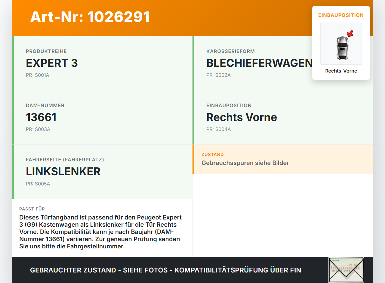 Peugeot Expert II 2 Kasten Türfangband Türbremse Türanschlag Rechts Vorne Peugeot Expert II 2 01.01.2013 gebraucht Vorschau 3