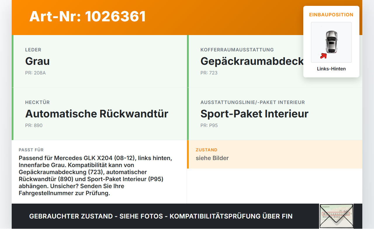 Mercedes GLK 300 X204 08-12 Auflage Verkleidung Kofferraum Links Hinten Mercedes GLK 300 X204 08-12 30.06.2009... Vorschau 3