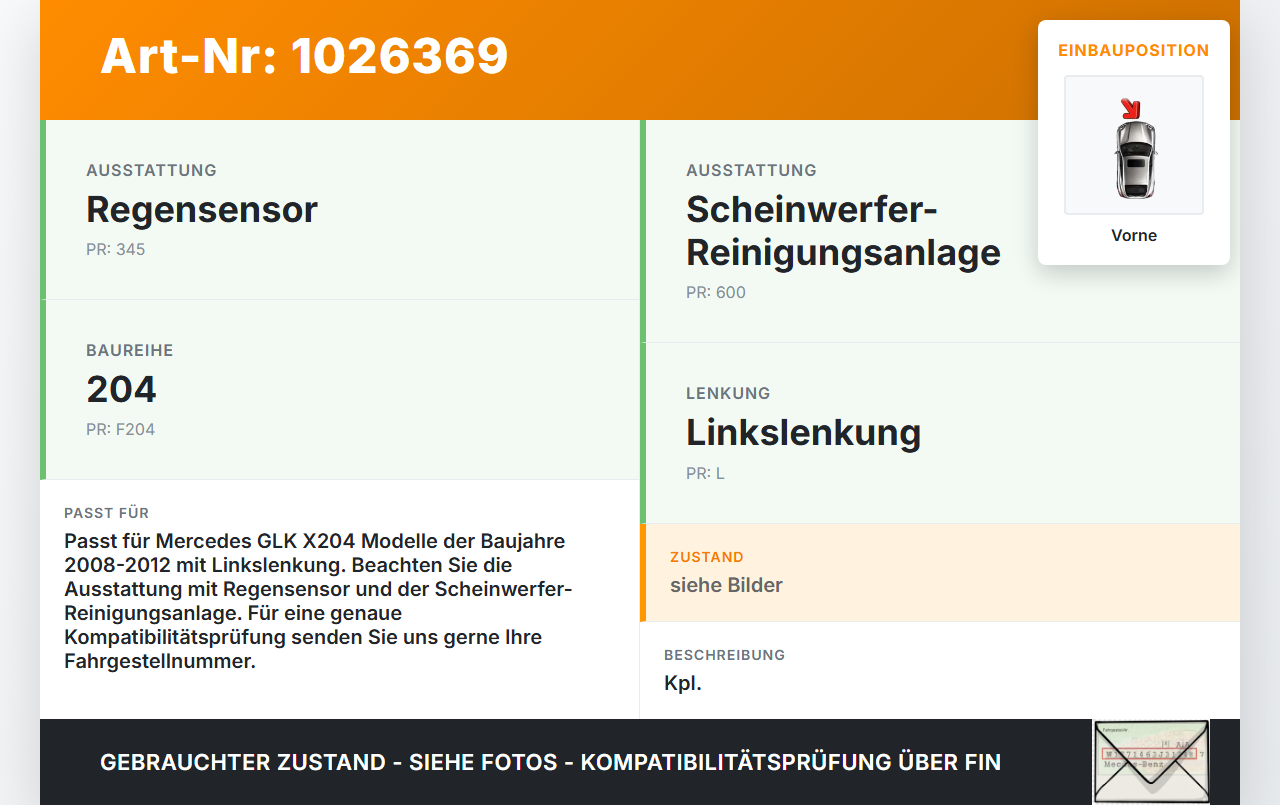 Mercedes GLK 300 X204 08-12 Wischermotor m. Wischergestänge Vorne Mercedes GLK 300 X204 08-12 30.06.2009... Vorschau 3