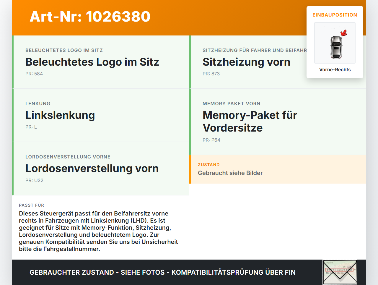 Mercedes GLK 300 X204 08-12 Steuergerät Sitz Beifahrer Vorne Rechts Mercedes GLK 300 X204 08-12 30.06.2009... Vorschau 3