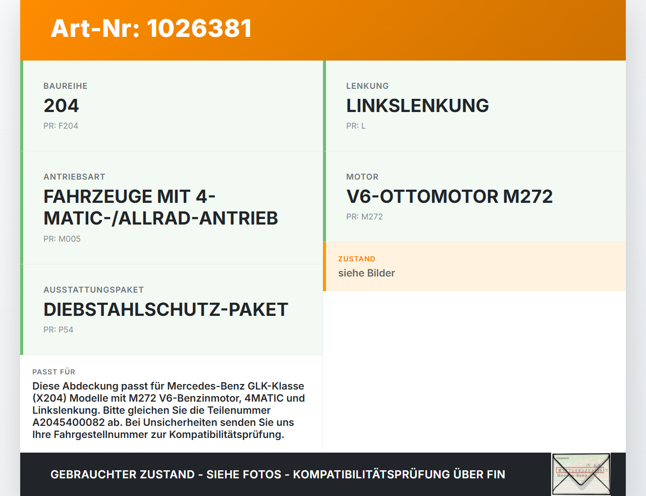 Mercedes GLK 300 X204 08-12 3,0 170KW Kappe Abdeckung für Sicherungskasten Mercedes GLK 300 X204 08-12 30.06.2009... Vorschau 3