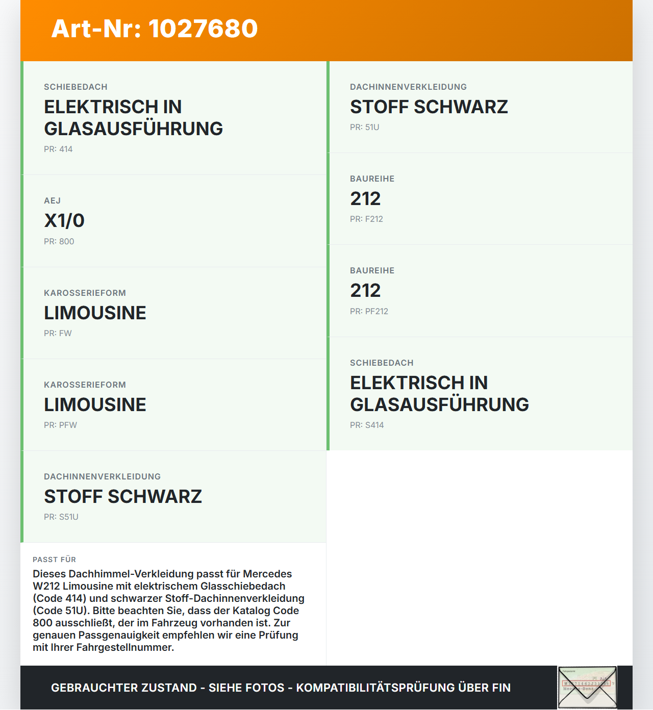 Mercedes E500 W212 09-13 Lim Verkleidung Himmel Dach Schwarz Schiebedach Mercedes E500 W212 09-13 06.12.2011... Vorschau 3