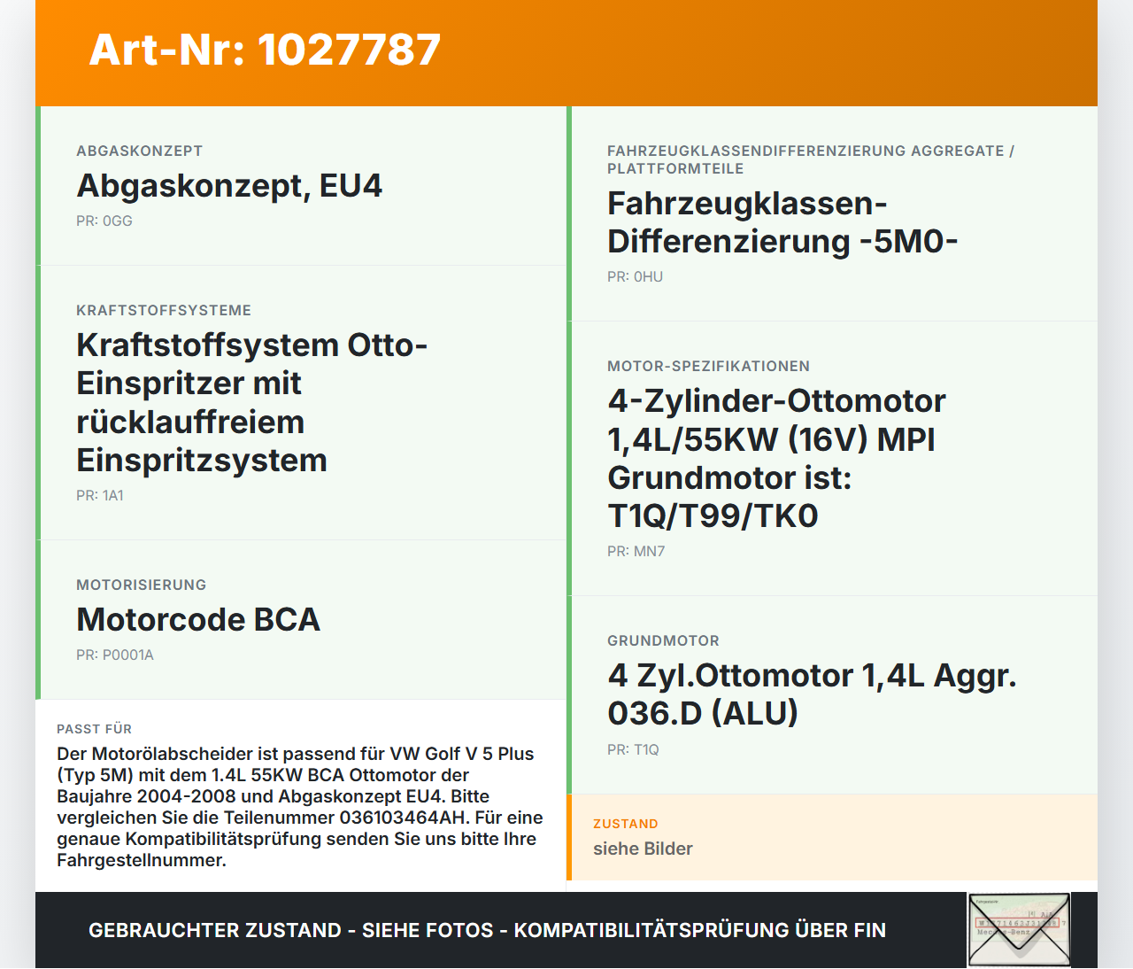 VW Golf V 5 Plus 5M 04-08 1,4 55KW BCA Motorölabscheider Motoren Ölabscheider VW Golf V 5 Plus 5M 04-08 14.09.2005... Vorschau 3