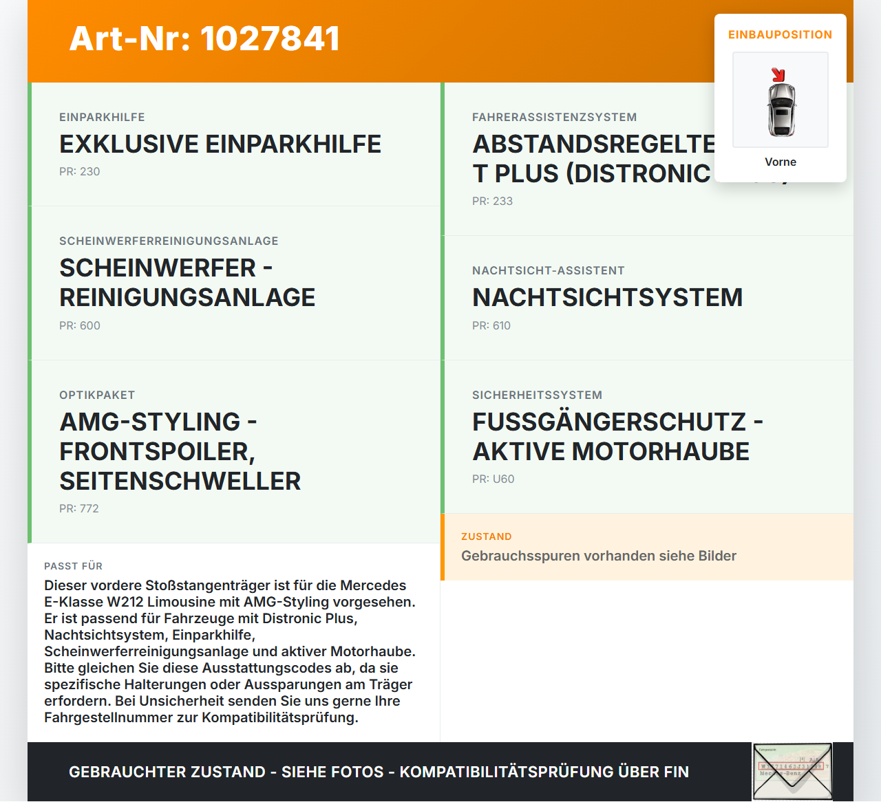 Mercedes E500 W212 09-13 Stoßstangenträger Stoßfängerträger Querträger Vorne Mercedes E500 W212 09-13 06.12.2011... Vorschau 3