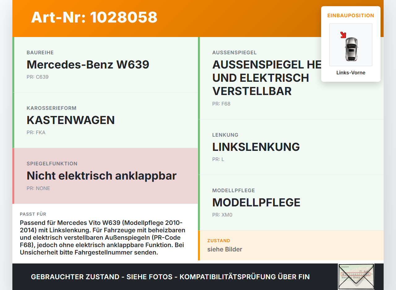 Mercedes Vito W639 10-14 Kasten Fensterheberschalter Schalter Spiegelverstellung Links Vorne Mercedes Vito W639... Vorschau 3