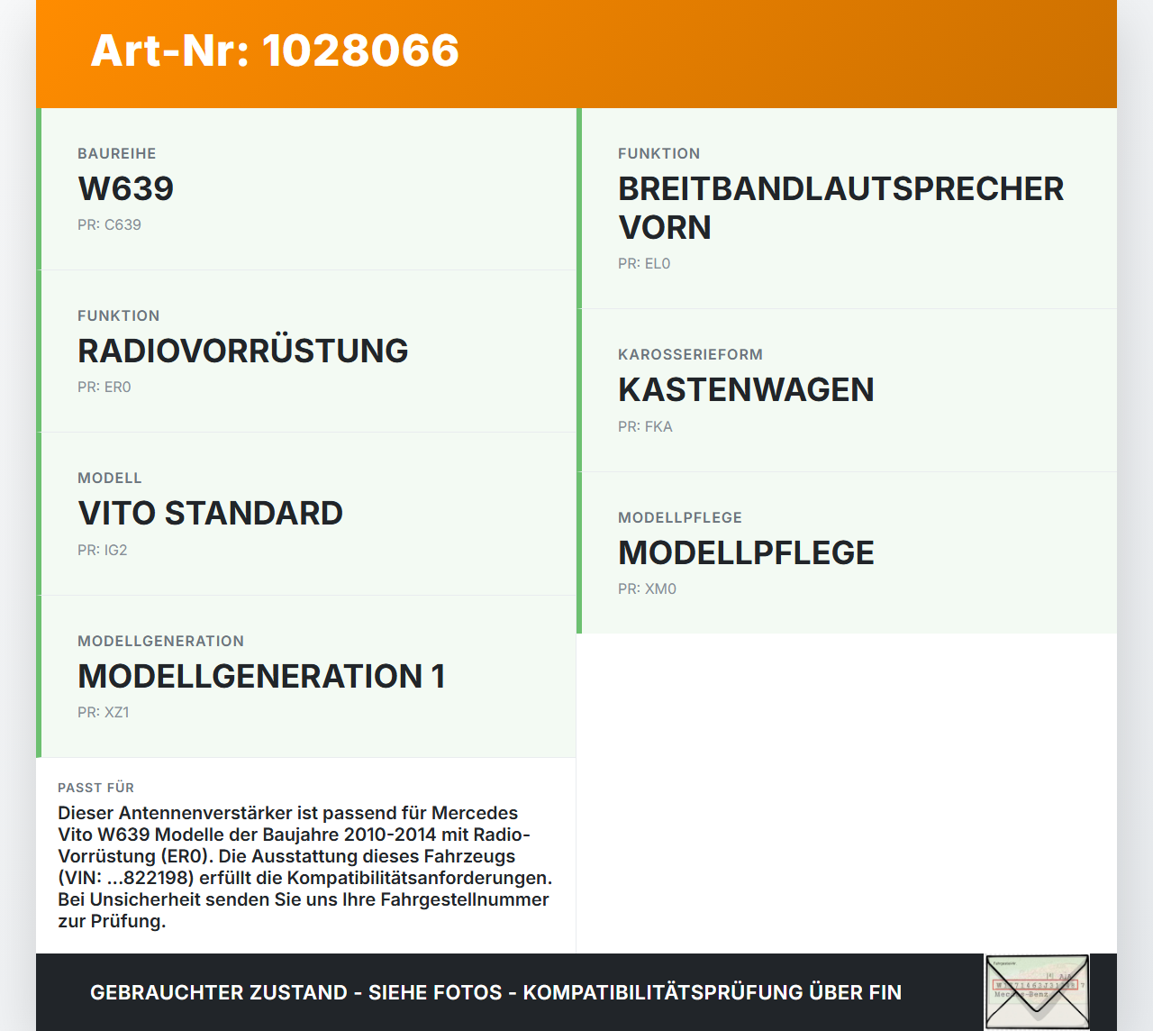 Mercedes Vito W639 10-14 Antennenverstärker Weiche Antenne Mercedes Vito W639 10-14 26.06.2013 A6398202389... Vorschau 3