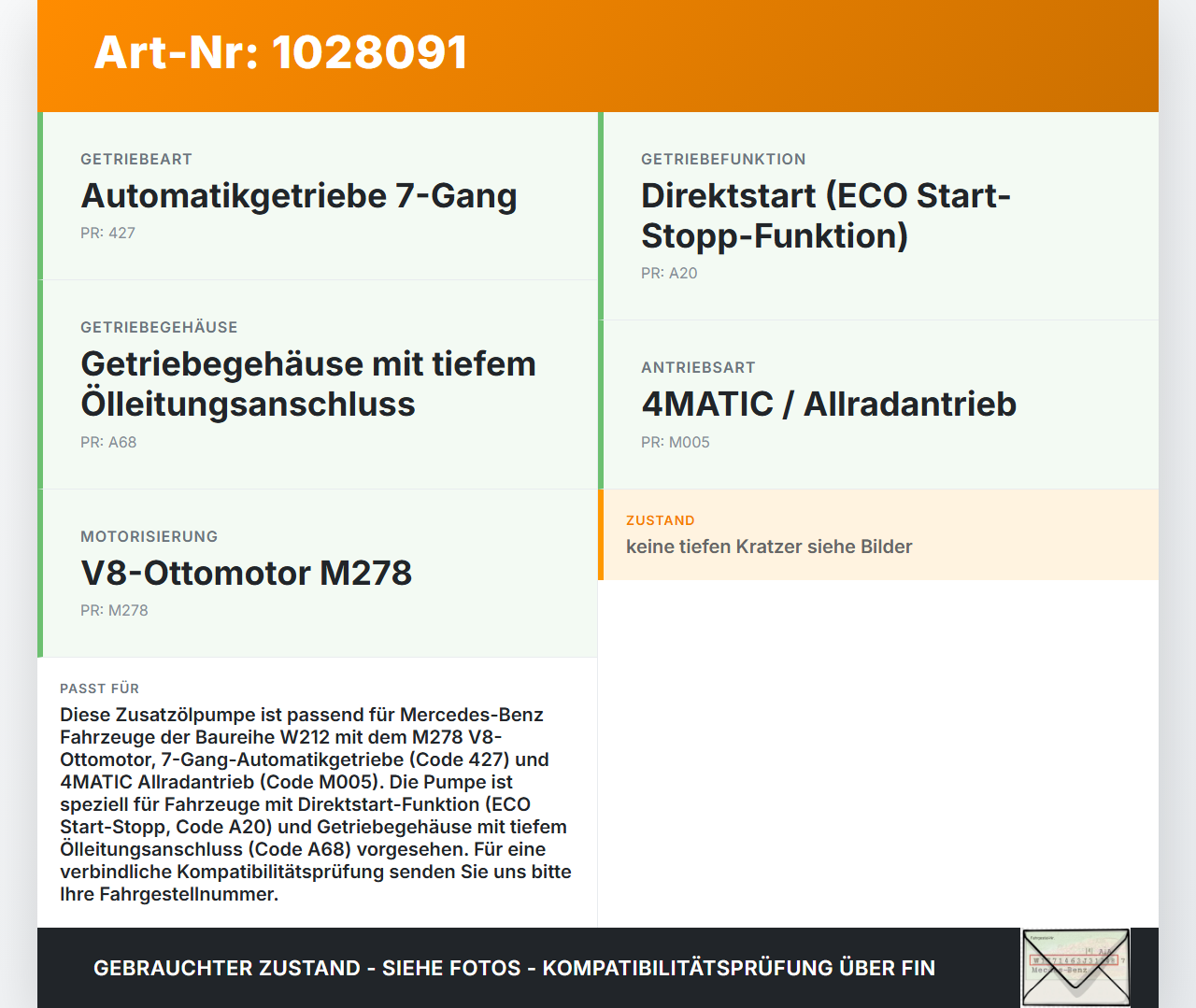 Mercedes E500 W212 09-13 4,7 300KW 278922 Ölpumpe Zusatzölpumpe für Getriebe Mercedes E500 W212 09-13 06.12.2011... Vorschau 3