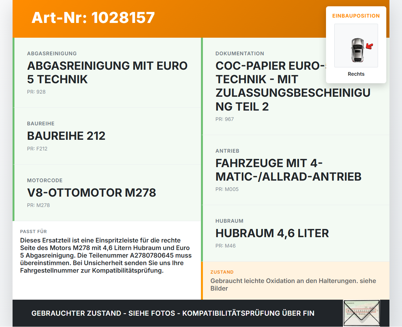 Mercedes E500 W212 09-13 4,7 300KW Einspritzleiste Düsenstock für Einspritzanlage Rechts Mercedes E500 W212 09-13... Vorschau 3