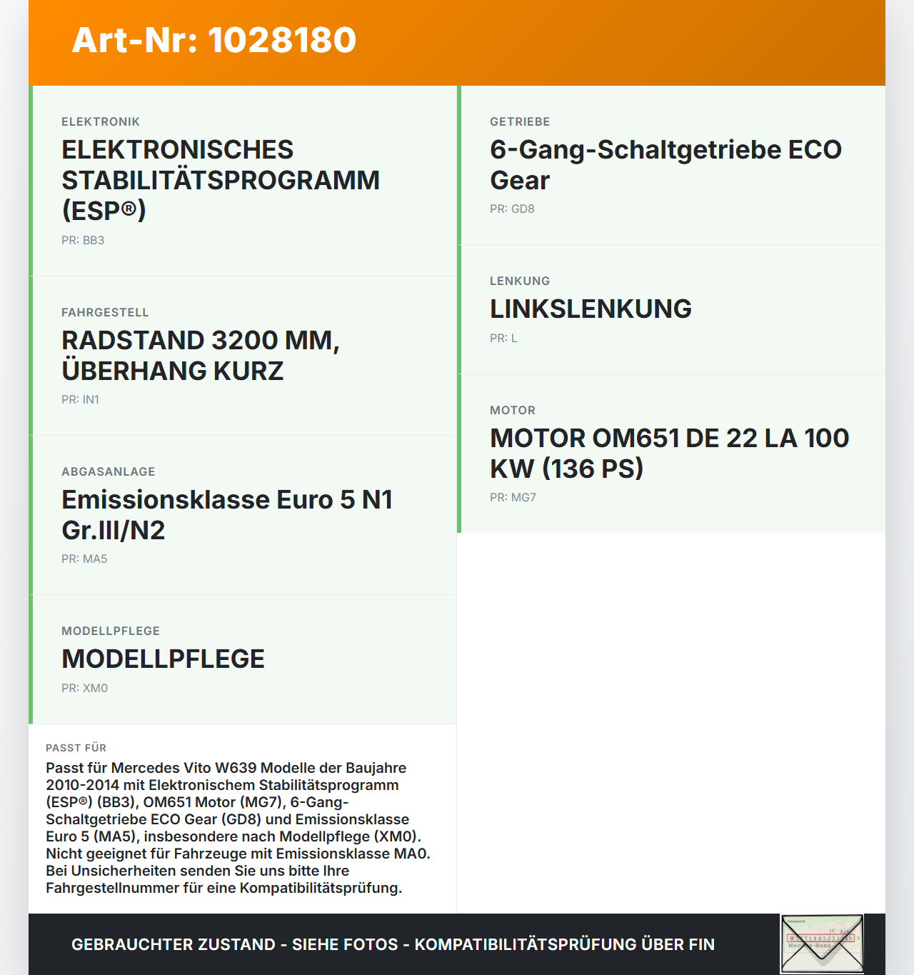 Mercedes Vito W639 10-14 ABS Steuergerät Aggregat Hydraulikblock Mercedes Vito W639 10-14 26.06.2013 0265951917... Vorschau 3