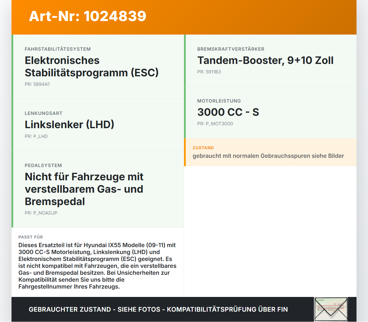 Hyundai IX55 09-11 Hauptbremszylinder Bremszylinder Hyundai IX55 09-11 09.02.2012 58510-3J800 gebraucht Vorschau 3
