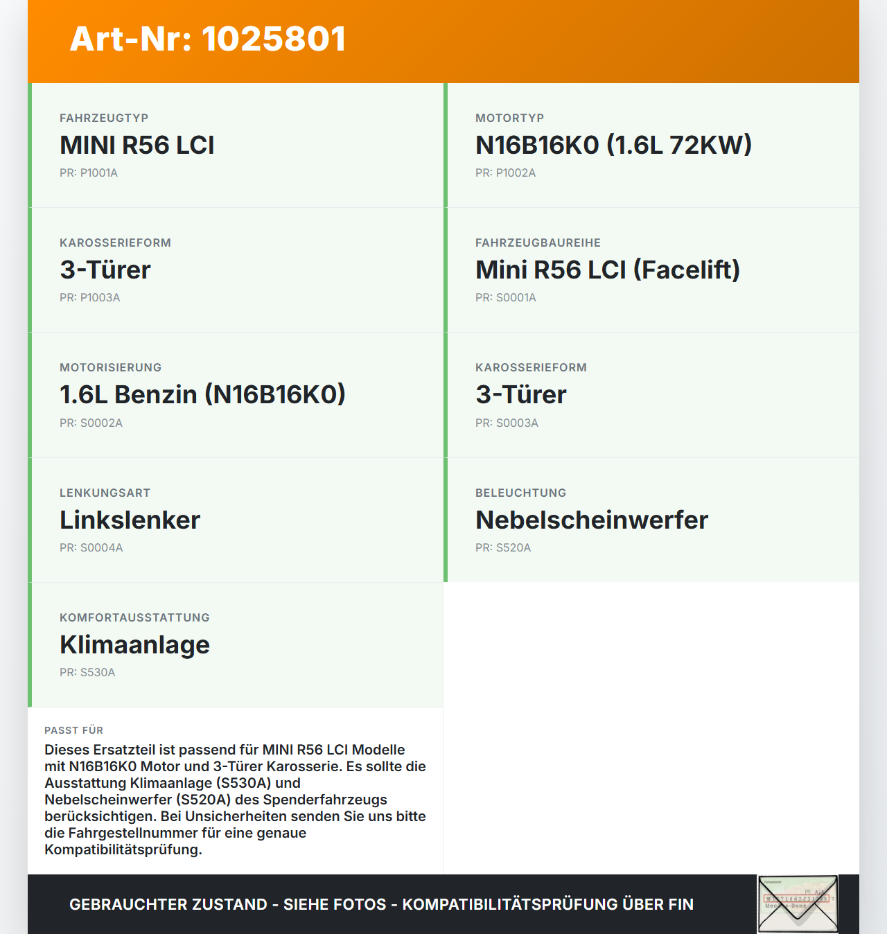 Mini One R56 LCI 13-16 1,6 72KW Schlossträger Frontmaske Träger Mini One R56 LCI 13-16 24.09.2012 5164-7248799... Vorschau 3