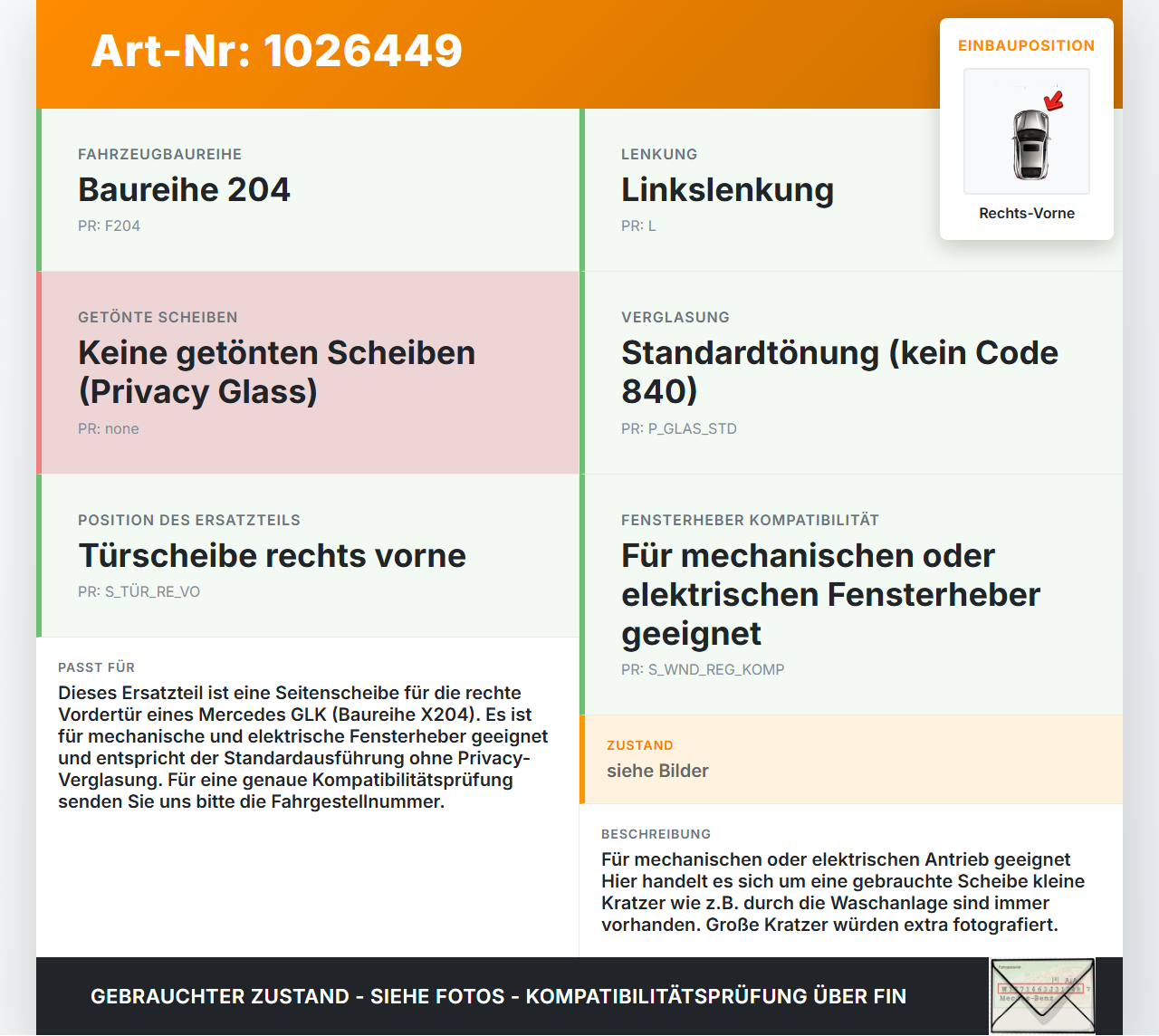 Mercedes GLK 300 X204 08-12 RVK Seitenscheibe Tür Türscheibe Rechts Vorne Mercedes GLK 300 X204 08-12 30.06.2009... Vorschau 3