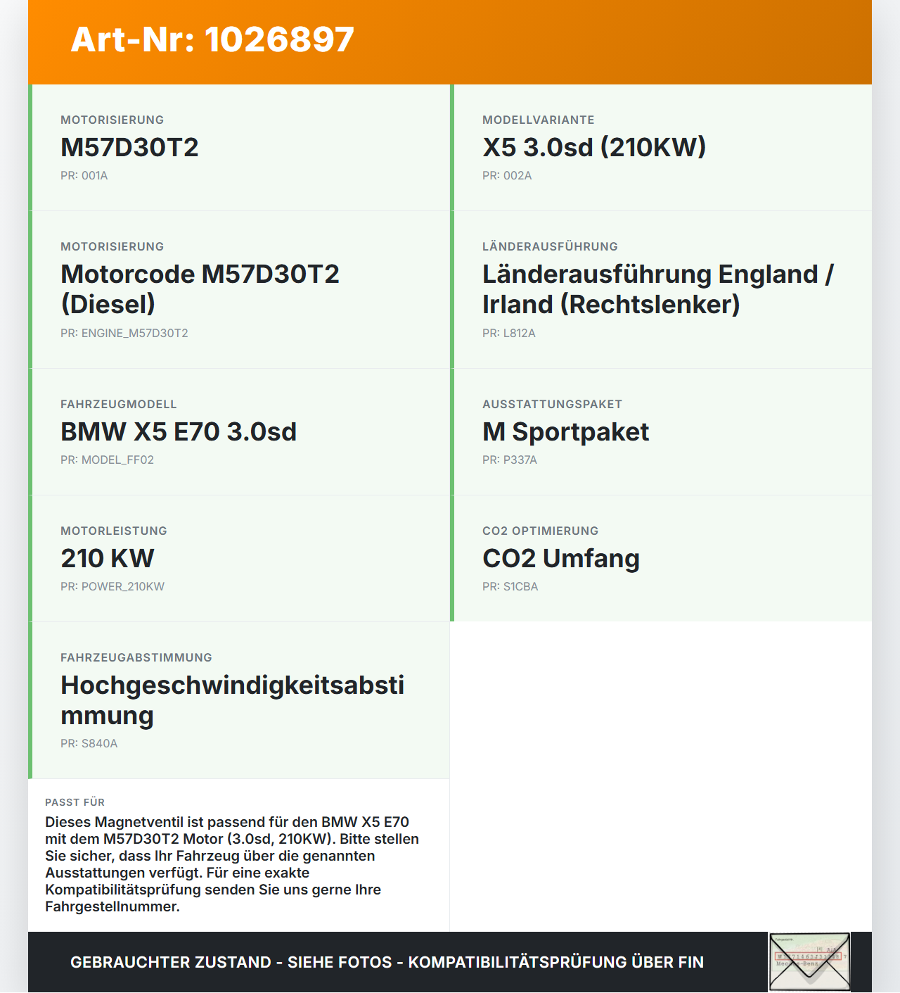 BMW X5 E70 07-10 3,0d 210KW Ventil Magnetventil Druckwandler BMW X5 E70 07-10 07.10.2008 7.02318.00 08T177, 8509323... Vorschau 3