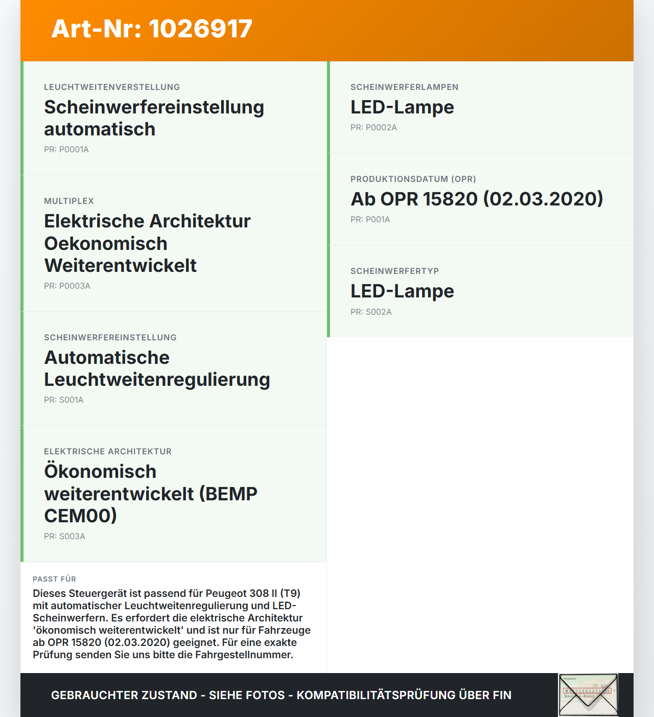 Peugeot 308 II 17-21 Steuergerät Komfort SG AL BEMP CEM00 Peugeot 308 II 17-21 06.04.2021 9834915180 147000104100... Vorschau 3