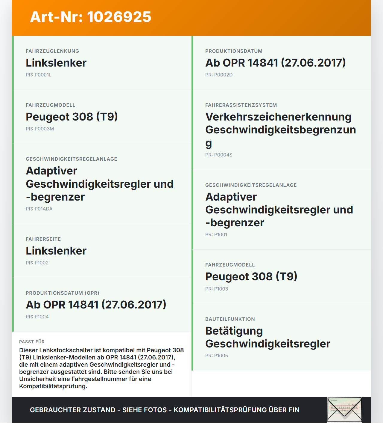 Peugeot 308 II 17-21 Lenkstockschalter für Tempomat Bedienung Peugeot 308 II 17-21 06.04.2021 98095330ZD... Vorschau 3