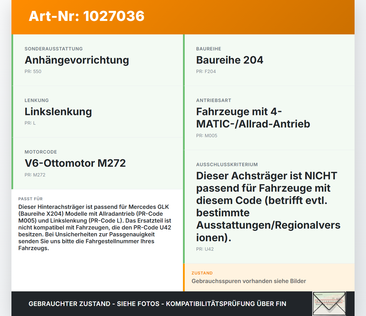 Mercedes GLK 300 X204 08-12 Hinterachse Achse Achsträger Mercedes GLK 300 X204 08-12 30.06.2009 2043507812 gebraucht Vorschau 3