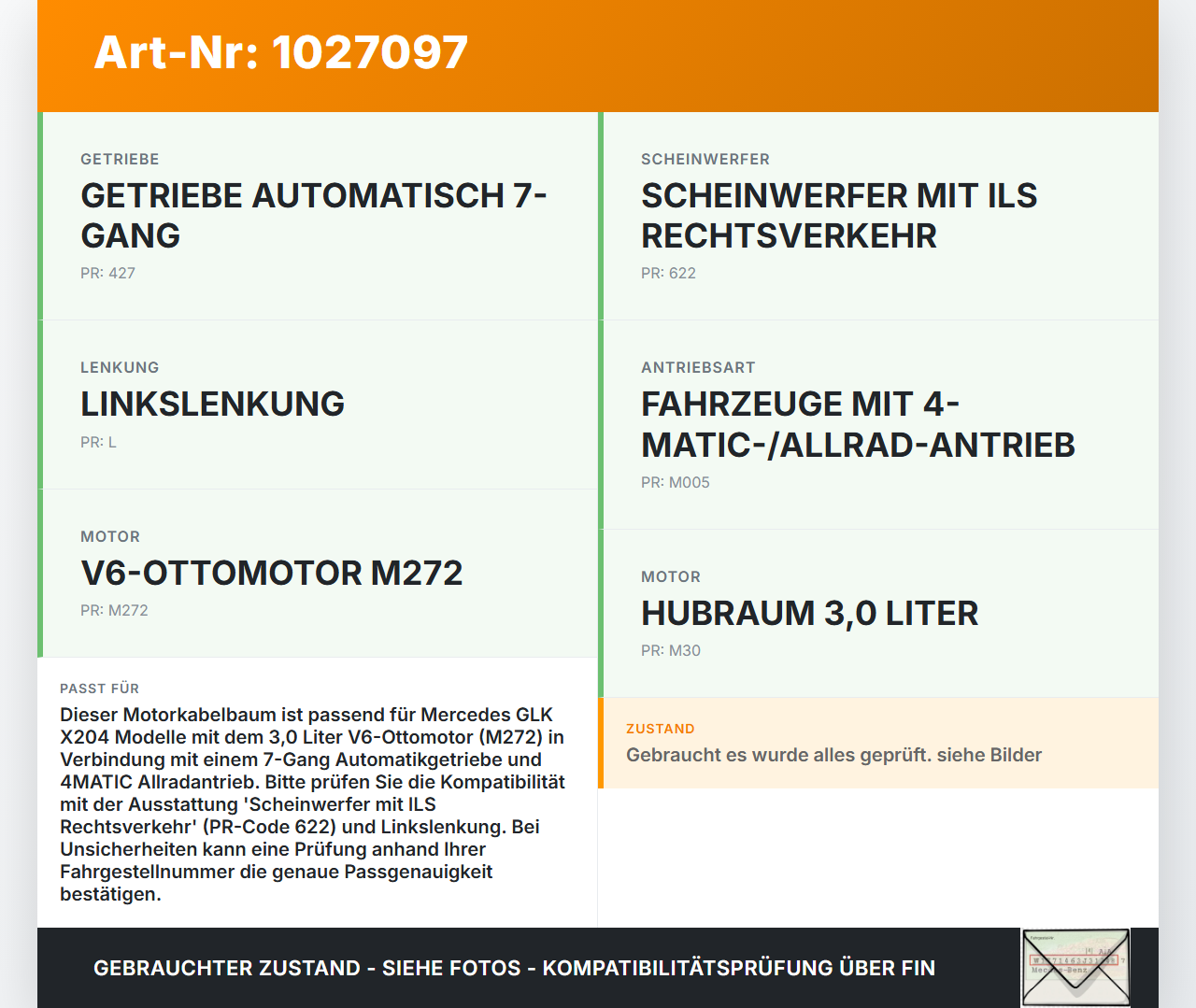 Mercedes GLK 300 X204 08-12 3,0 170KW Motor Kabelbaum Motorkabelbaum Leitungssatz Mercedes GLK 300 X204 08-12... Vorschau 3