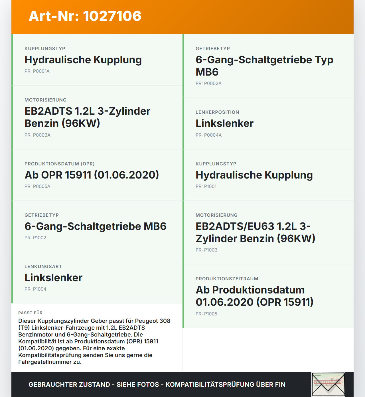 Peugeot 308 II 17-21 1,2 96KW Kupplungszylinder Geber Geberzylinder Peugeot 308 II 17-21 06.04.2021 9829937180 gebraucht Vorschau 3