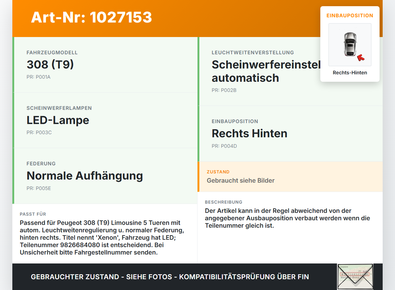 Peugeot 308 II 17-21 Niveausensor Xenon LWR Sensor Neigung Rechts Hinten Peugeot 308 II 17-21 06.04.2021 9826684080... Vorschau 3