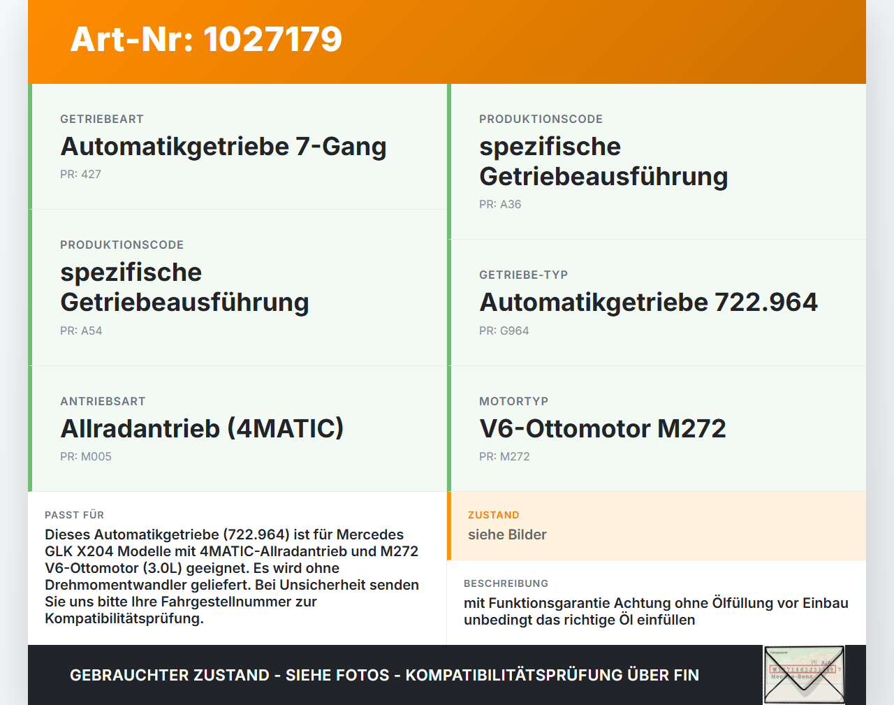 Mercedes GLK 300 X204 08-12 3,0 4WD 722.964 Automatikgetriebe Getriebe ohne Wandler Mercedes GLK 300 X204 08-12... Vorschau 3