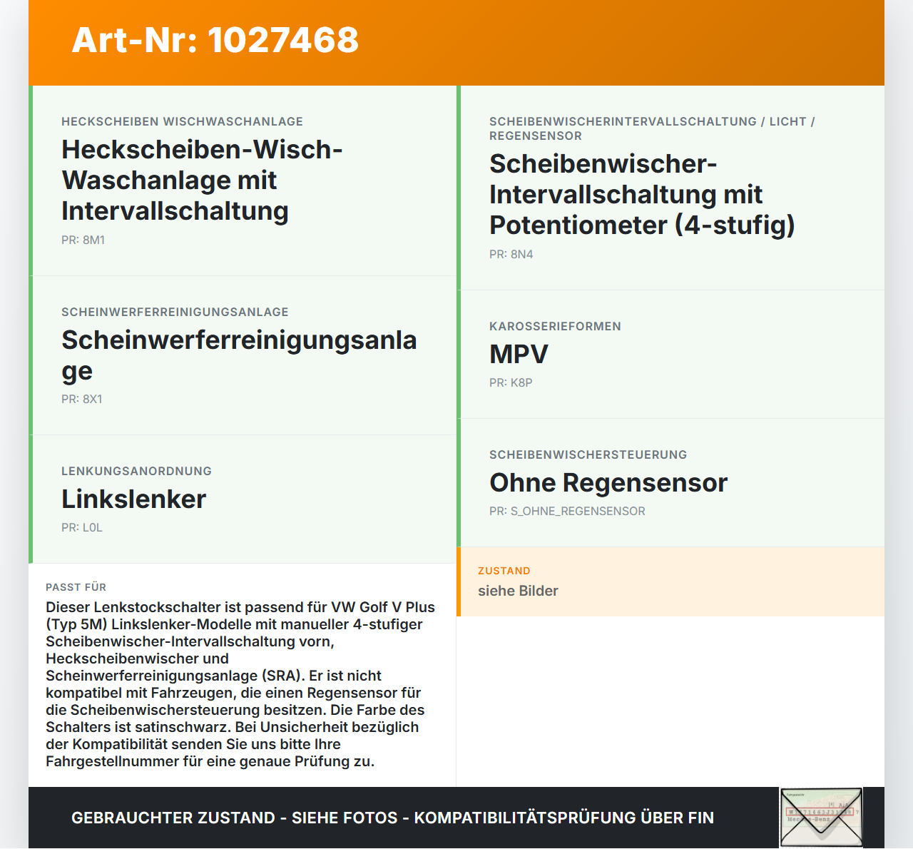 VW Golf V 5 Plus 5M 04-08 Lenkstockschalter Wischerschalter Wischer VW Golf V 5 Plus 5M 04-08 14.09.2005... Vorschau 3