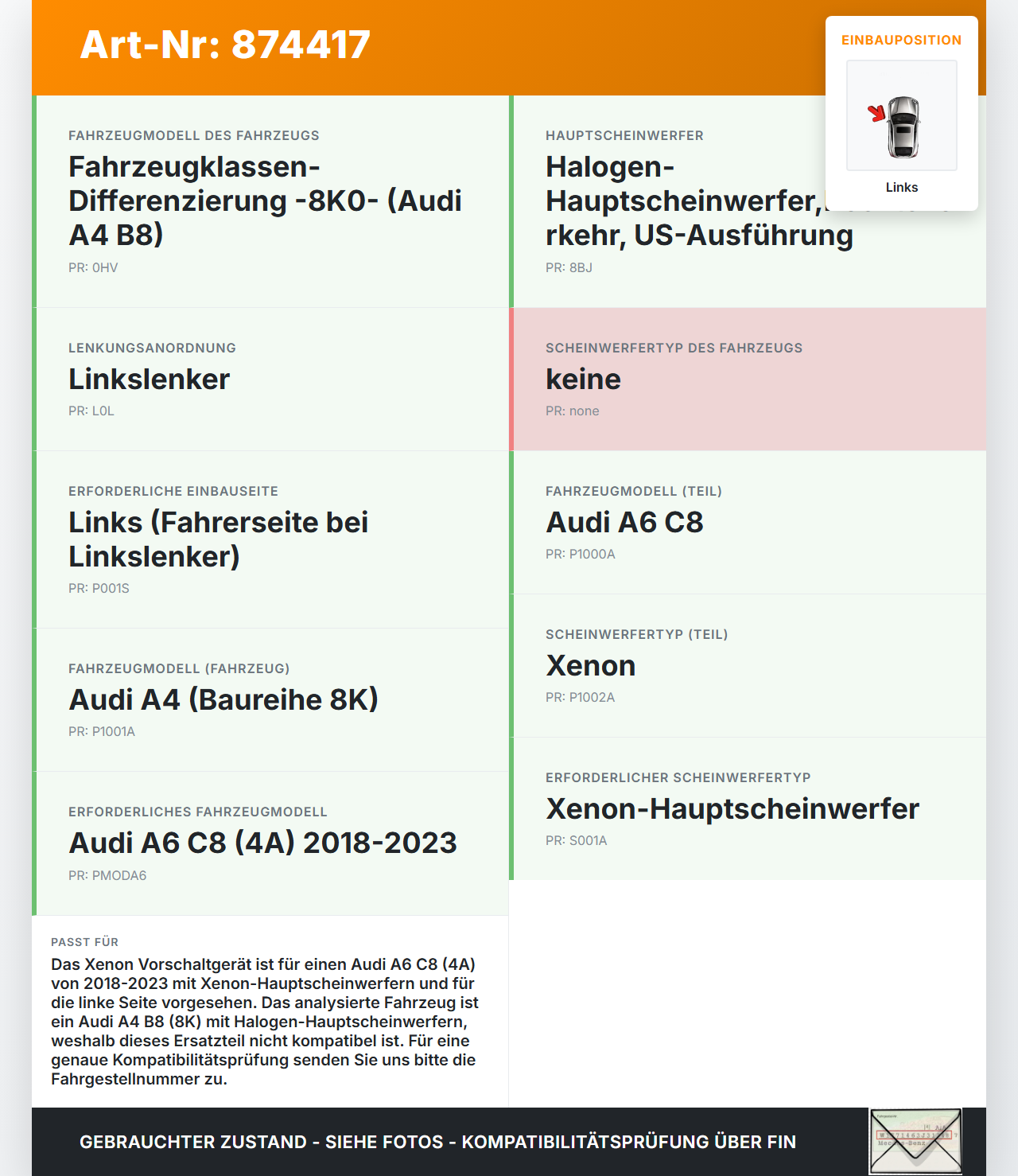 Audi A6 C8 4A 18-23 Xenon Vorschaltgerät Steuergerät Links Audi A6 C8 4A 18-23 25.09.2020 4K0941572DC 211101-43AC... Vorschau 3