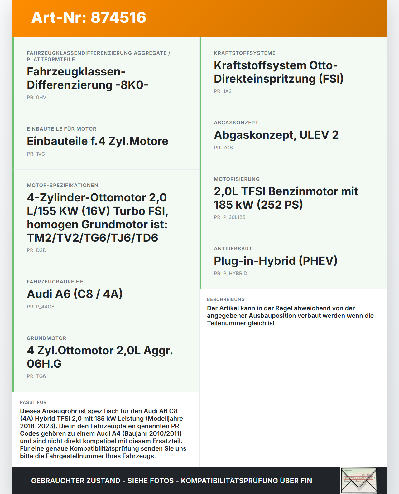 Audi A6 C8 4A 18-23 Hybrid TFSI 2,0 185KW Ansaugrohr Ladeluftschlauch Luftschlauch Pos.1 Audi A6 C8 4A 18-23... Vorschau 3