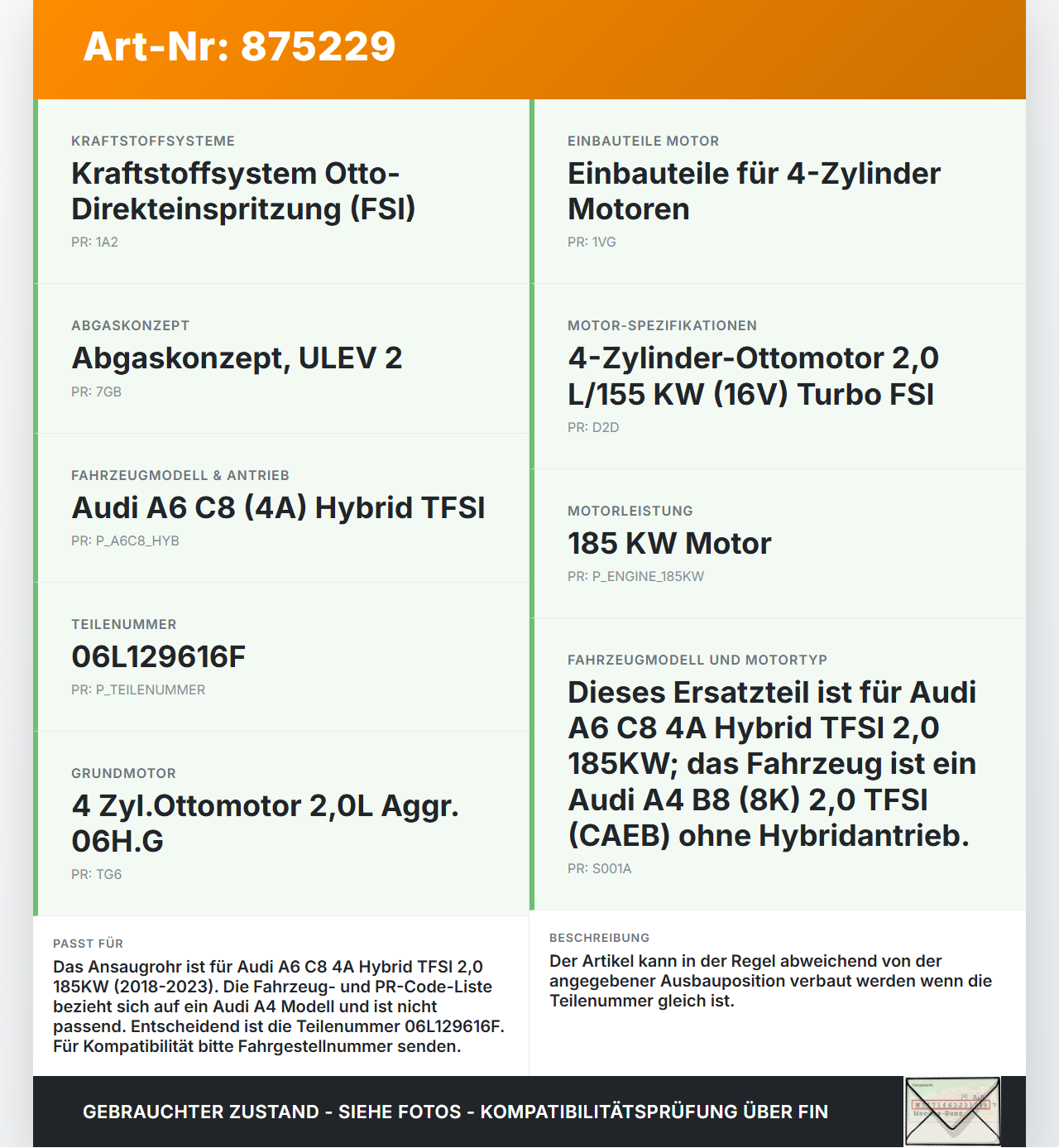 Audi A6 C8 4A 18-23 Hybrid TFSI 2,0 185KW Ansaugrohr Ladeluftschlauch Luftschlauch Pos.3 Audi A6 C8 4A 18-23... Vorschau 3