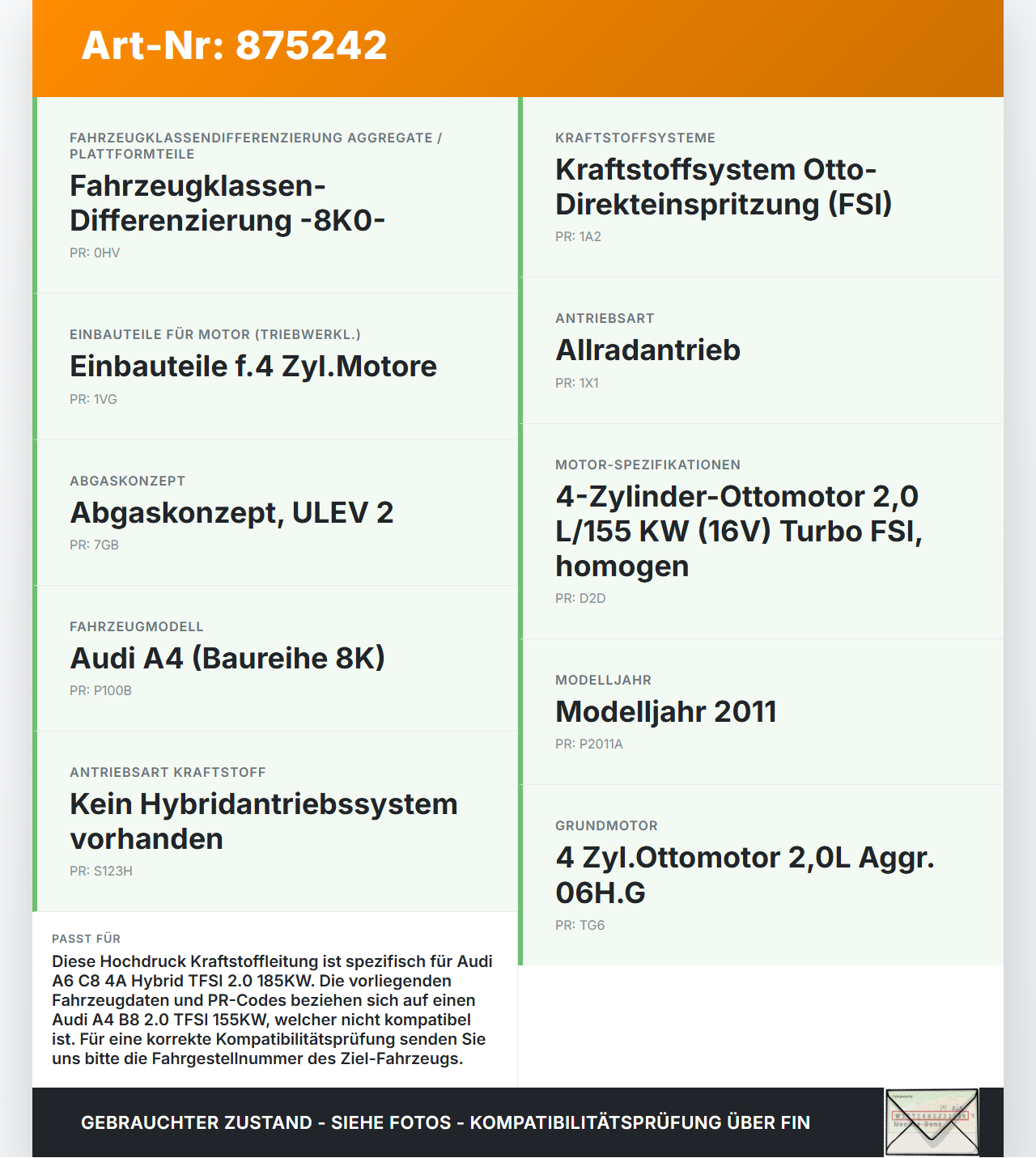 Audi A6 C8 4A 18-23 Hybrid TFSI 2,0 185KW Hochdruck Leitung Kraftstoffleitung Audi A6 C8 4A 18-23 25.09.2020... Vorschau 3