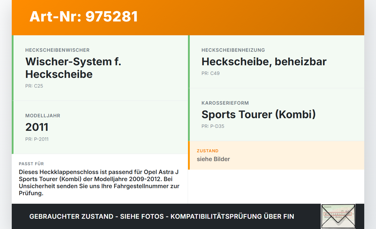 Opel Astra J 09-12 Kombi Schloss f. Heckklappe Heckklappenschloss Verriegelung Opel Astra J 09-12 28.10.2011... Vorschau 3