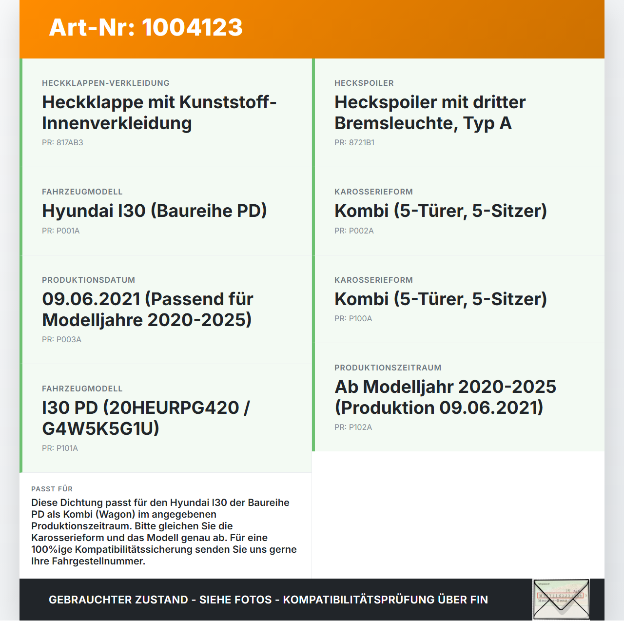 Hyundai I30 PD 20-25 Kombi Dichtung Rahmen für Heckklappe Kofferraum Hyundai I30 PD 20-25 01.07.2021 gebraucht Vorschau 3