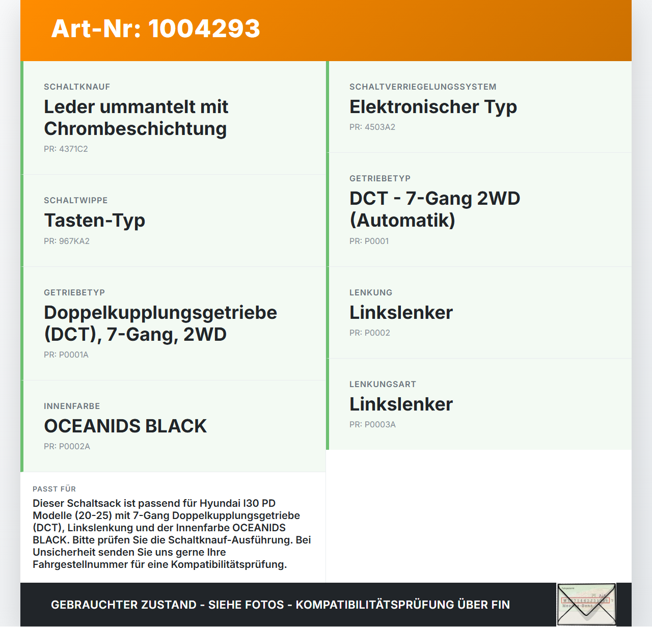 Hyundai I30 PD 20-25 Autom Schaltsack Schaltmanschette vom Schaltknauf Hyundai I30 PD 20-25 01.07.2021 84632G3100... Vorschau 3