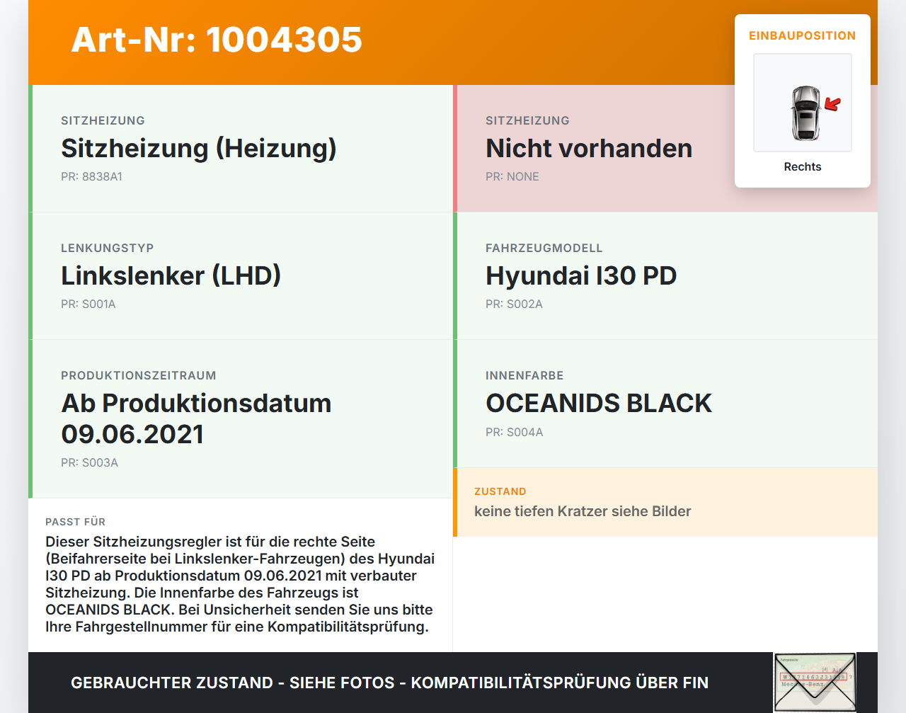 Hyundai I30 PD 20-25 Schalter Regler für Sitzheizung Rechts Hyundai I30 PD 20-25 01.07.2021 93350G4060 3H32V4-1000... Vorschau 3