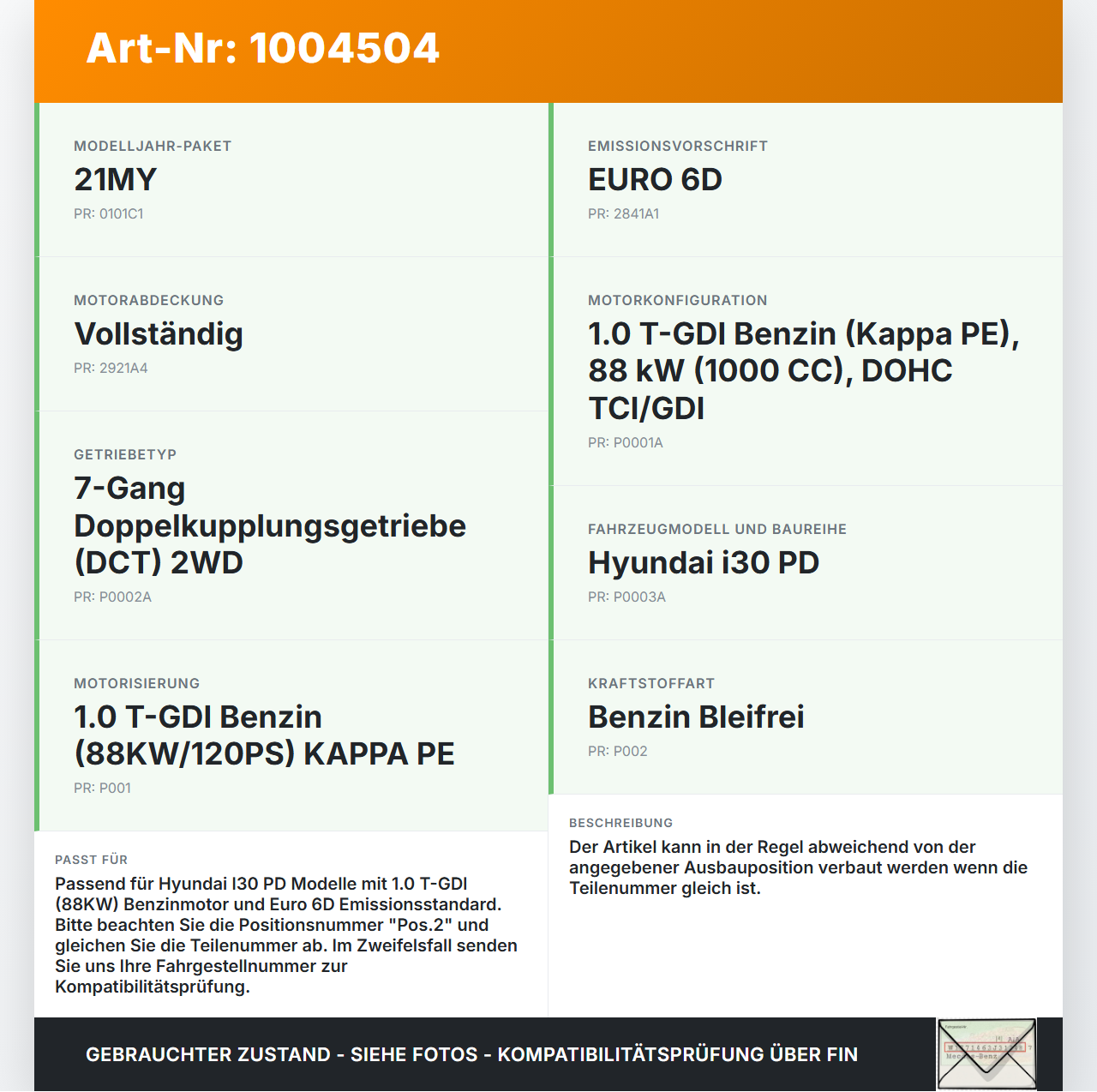 Hyundai I30 PD 20-25 1,0 88KW Ansaugrohr Ladeluftschlauch Luftschlauch Pos.2 Hyundai I30 PD 20-25 01.07.2021 gebraucht Vorschau 3