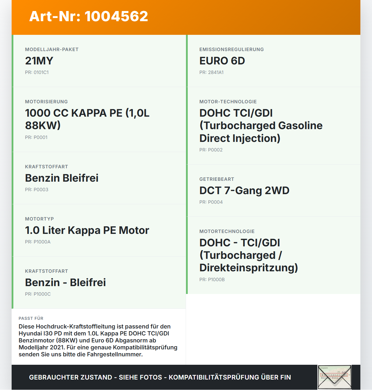 Hyundai I30 PD 20-25 1,0 88KW Hochdruck Leitung Kraftstoffleitung Hyundai I30 PD 20-25 01.07.2021 gebraucht Vorschau 3