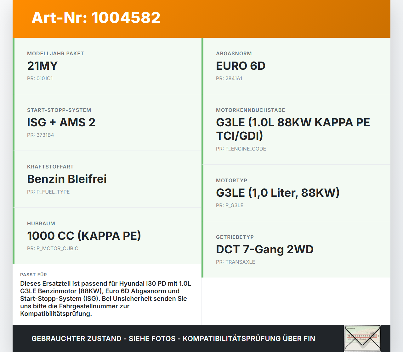 Hyundai I30 PD 20-25 1,0 88KW G3LE Unterdruckpumpe Vakuumpumpe Hyundai I30 PD 20-25 01.07.2021 2881007070... Vorschau 3