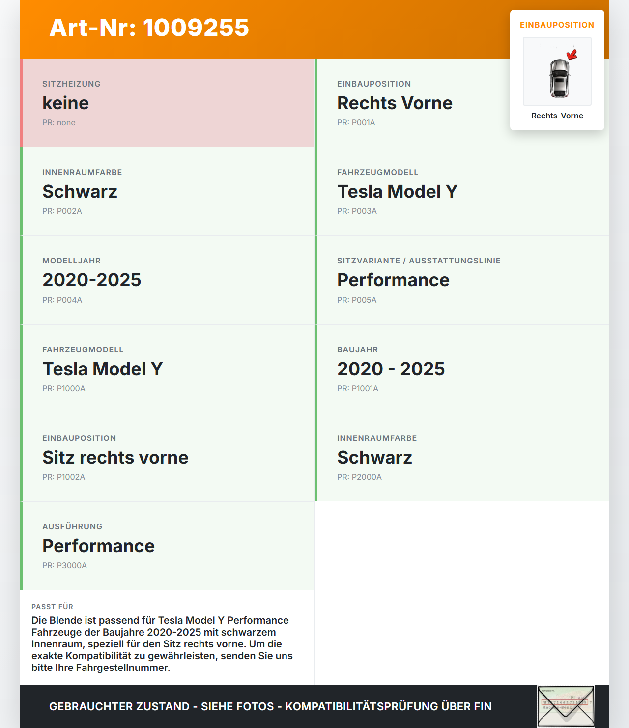Tesla Model Y LR 20-25 5YJY Blende Verkleidung für Sitz Rechts Vorne Tesla Model Y LR 20-25 5YJY 01.06.2023... Vorschau 3