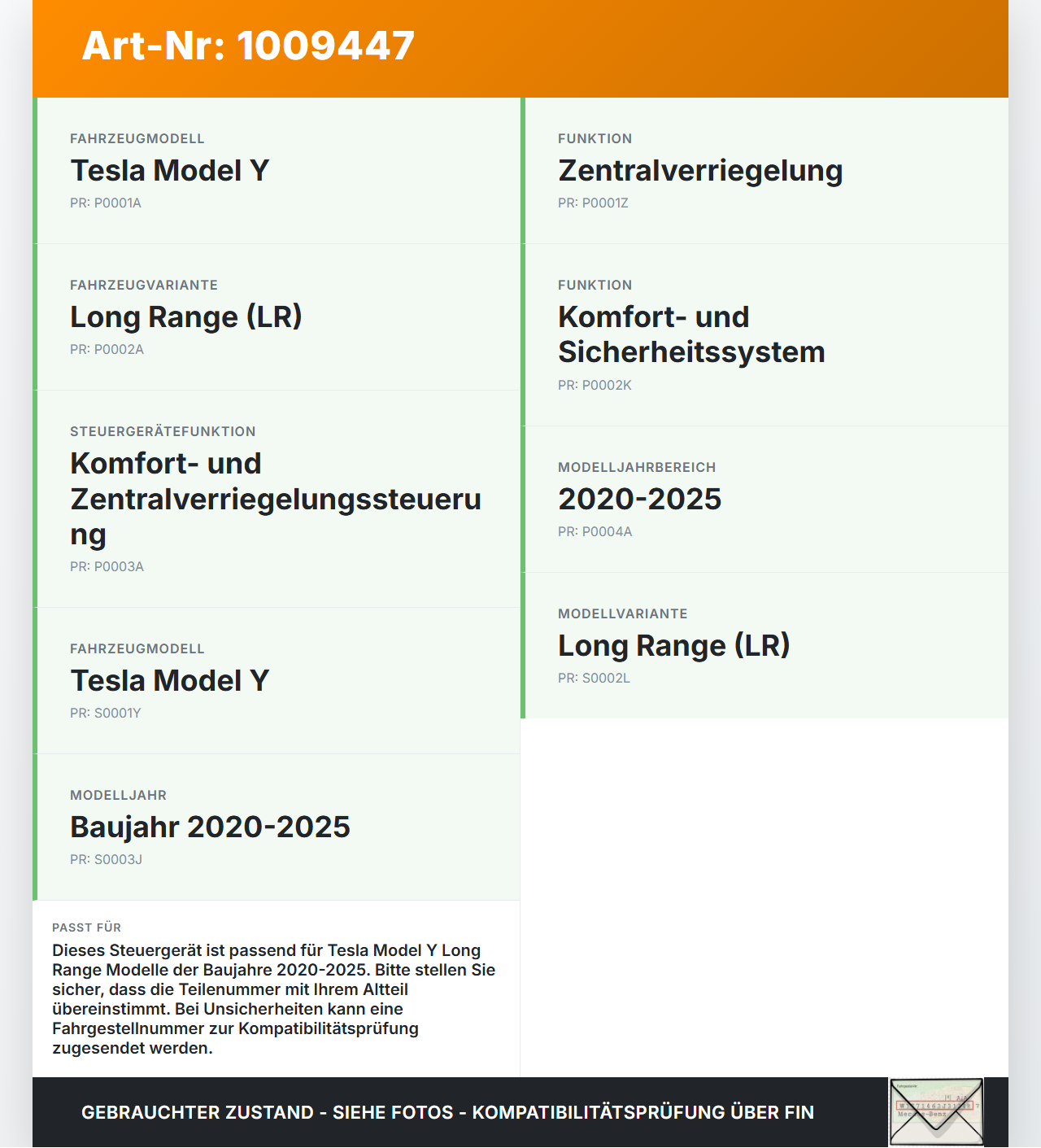 Tesla Model Y LR 20-25 5YJY Komfort Security Controller Modul Steuergerät Zentralverriegelung Tesla Model Y LR... Vorschau 3