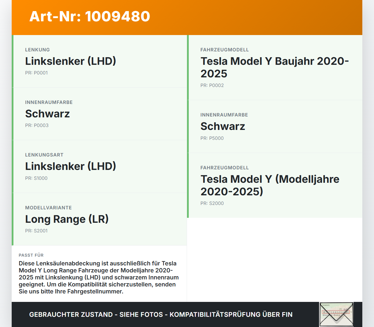 Tesla Model Y LR 20-25 5YJY Verkleidung Abdeckung für Lenksäule Tesla Model Y LR 20-25 5YJY 01.06.2023 1643677-00-A... Vorschau 3