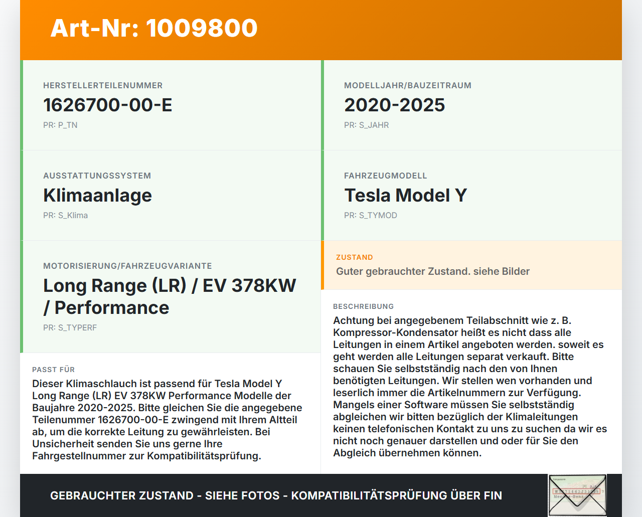 Tesla Model Y LR 20-25 5YJY  EV  378KW Klimaschlauch Klimaleitung Tesla Model Y LR 20-25 5YJY 01.06.2023... Vorschau 3