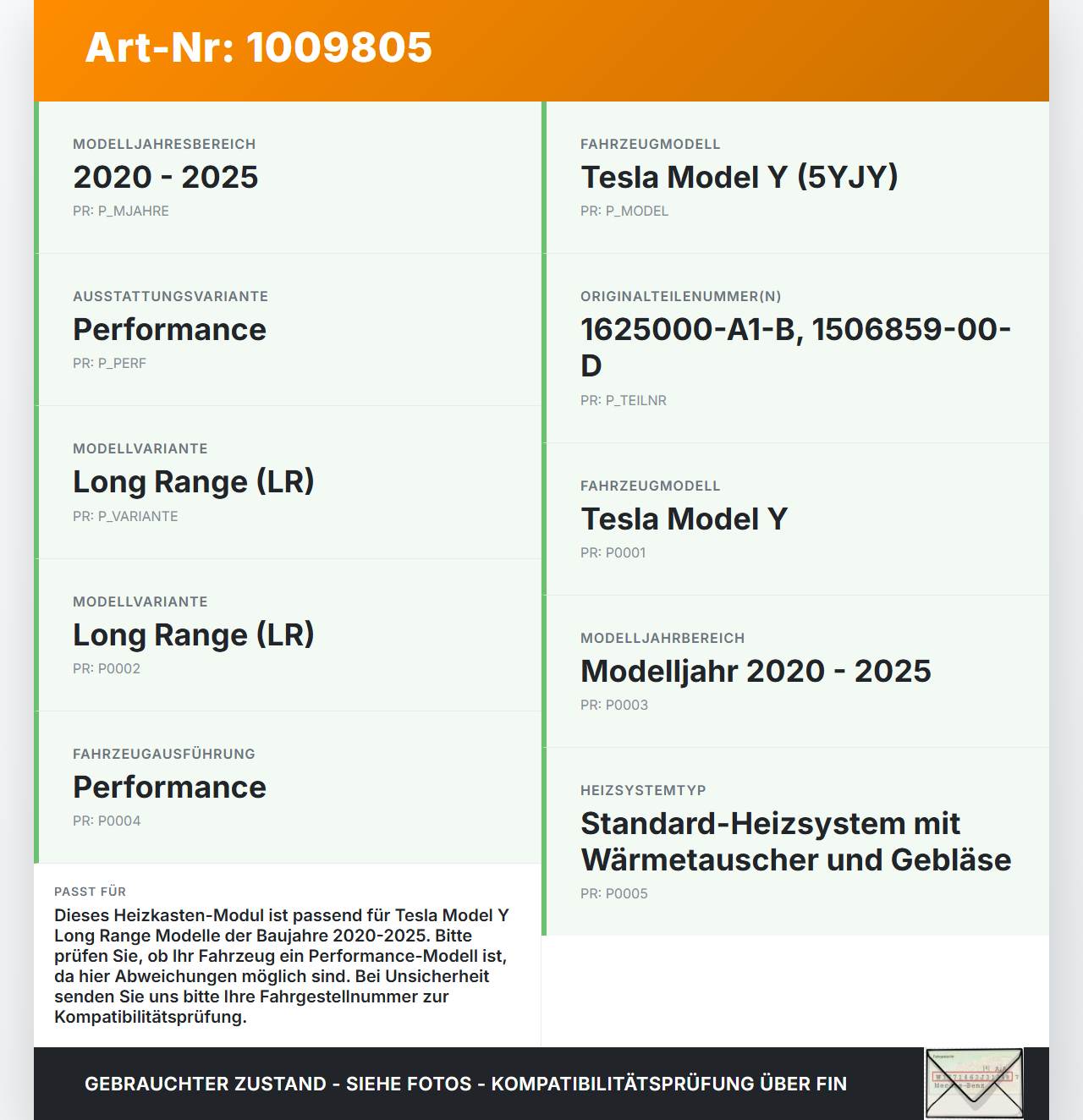 Tesla Model Y LR 20-25 5YJY Heizkasten Heizungsgebläse Wärmetauscher Tesla Model Y LR 20-25 5YJY 01.06.2023... Vorschau 3