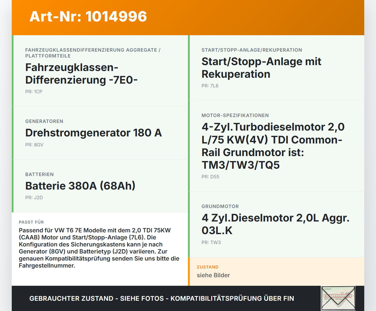 VW T6 7E 15-19 TDI 2,0 75KW Sicherungskasten Sicherungsbox Hauptsicherung VW T6 7E 15-19 30.08.2016 7H0937550A... Vorschau 3