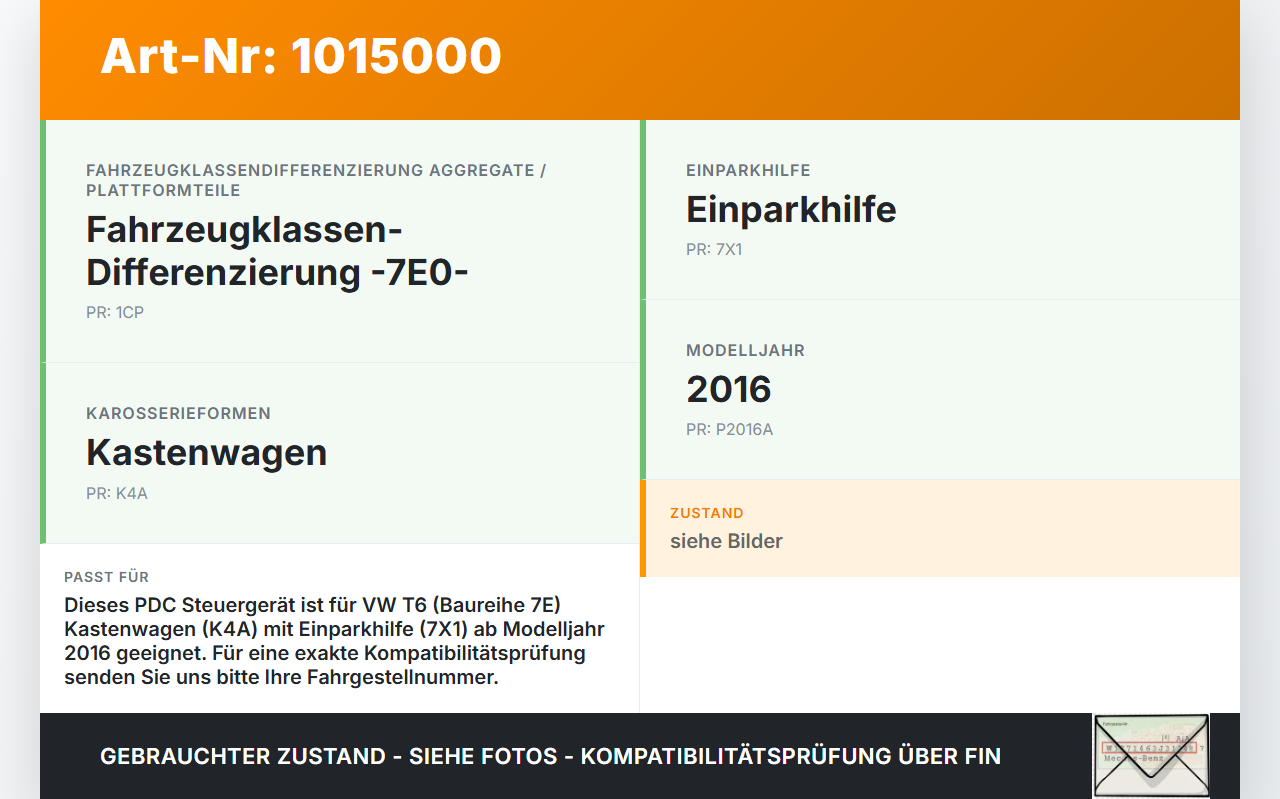 VW T6 7E 15-19 Steuergerät ECU Modul Einparkhilfe PDC SG VW T6 7E 15-19 30.08.2016 7E0919475T 7E0919475M 307703... Vorschau 3